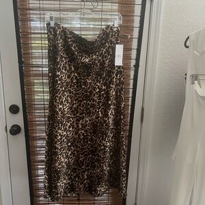 Rafaella Leopard Print Satin Maxi Skirt - Brown & Black New sz lg